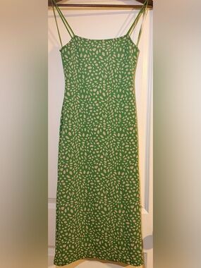 Zara | Dresses | Zara Jacquard Green Dress | Poshmark